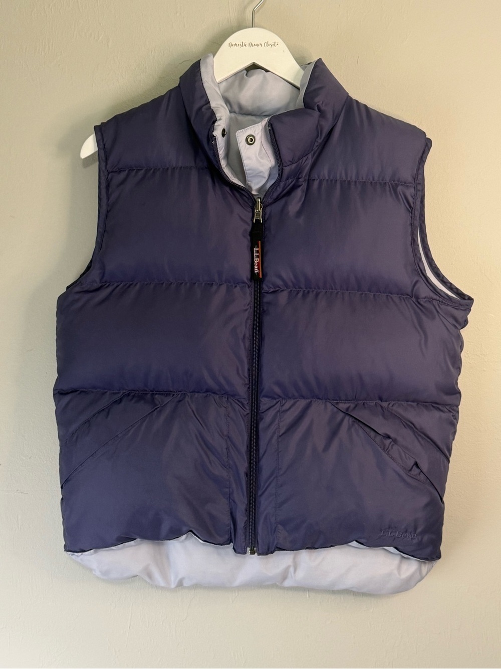 Vtg LL BEAN Women’s Blue Light Blue Puffer Vest Reversible Goose Down Sz M *READ